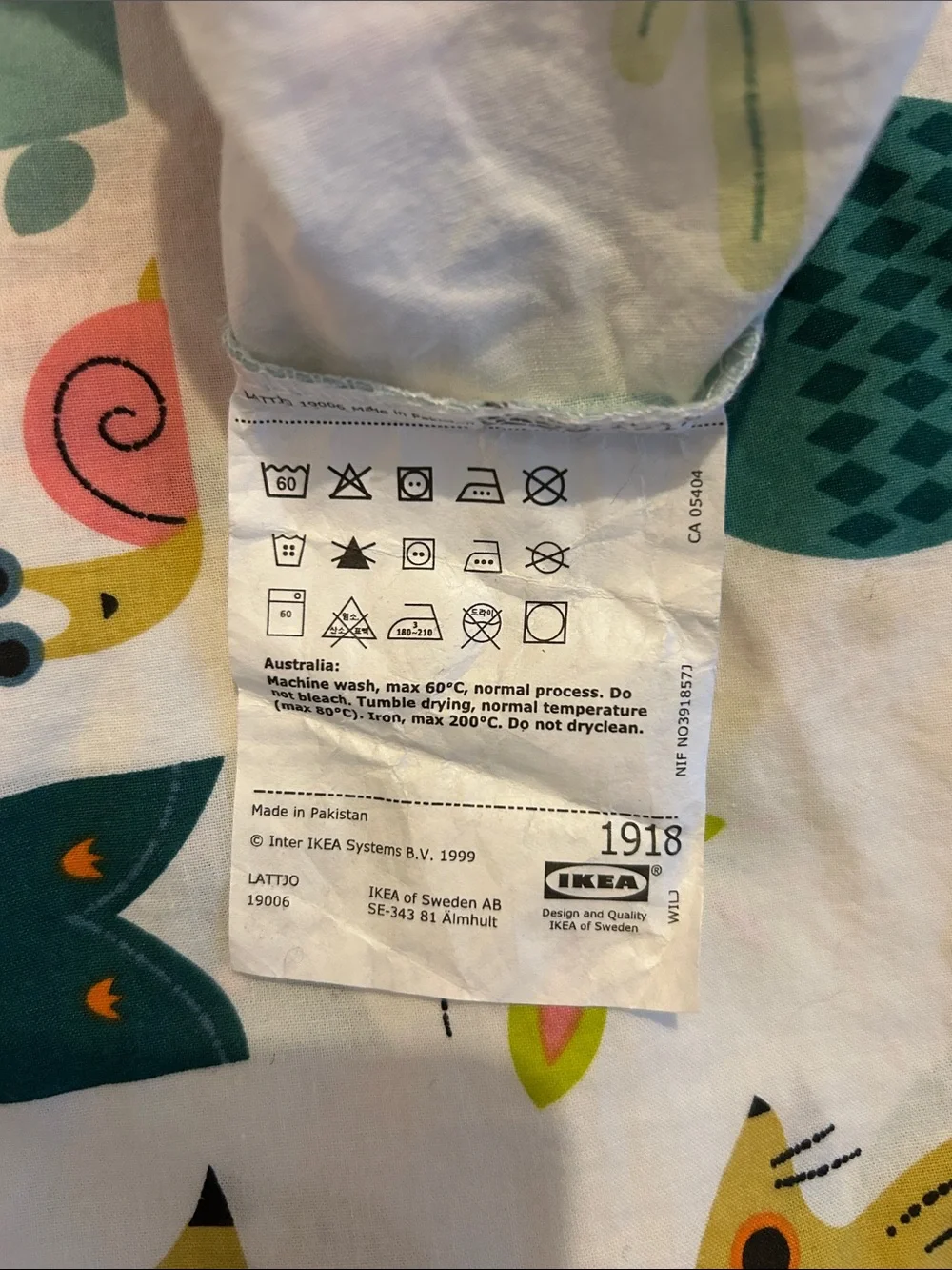 IKEA Kids Duvet Cover with Multicolored Woodland Animals on White